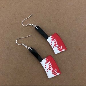 Horror Bloody Meat Cleaver Butcher Knife Acrylic Mirrored Earrings